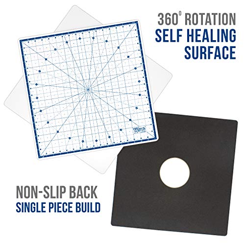 U.S. Art Supply 18" x 18" Rotary WHITE/BLUE High Contrast Professional Self Healing 7-Layer Durable Non-Slip Cutting Mat Great for Scrapbooking, - WoodArtSupply