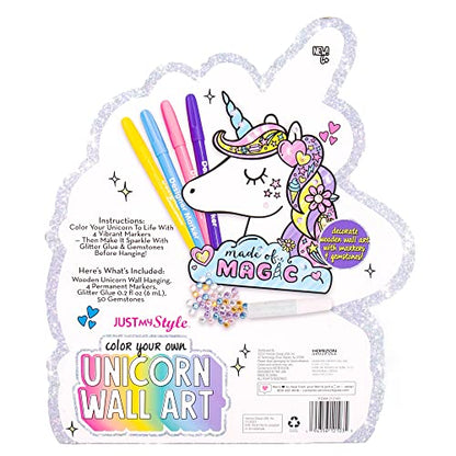 Just My Style Color Your Own Unicorn Wall Art –Customizable Wooden Unicorn Wall Art Decor –Mess Free DIY Unicorn Wall Art Kit – Great Unicorn Theme