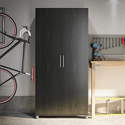 SystemBuild Evolution 36" Utility Storage Cabinet, Black Oak