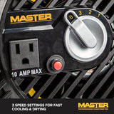 Master High Velocity Pivoting Head Blower Fan – Utility Air Mover for Drying or Ventilating Home or Construction Site. Daisy Chain Compatible Master
