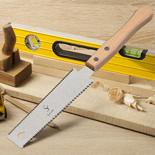 Japanese Hand Saw Woodworking Tools, SS SHOVAN Double Edged 11/17 TPI Flush Cut Saw, Wooden Handle Pull Saw Small Handsaw for Fine Cutting Wood SS SHOVAN