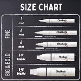 Chalkola 5 White Chalk Markers for Chalkboard Signs, Blackboard, Car Window, Bistro, Glass | 5 Variety Pack - Thin, Fine Tip, Bold & Jumbo Size Chalkola