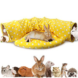 BWOGUE Bunny Tunnel Bed, 2-in-1 Collapsible Tunnel Tubes Toys with Removable Mat Hideout for Cats Kittens Rabbits Guinea Pigs Kitty BWOGUE