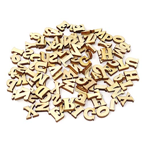 Honbay 104PCS 15mm/0.6inch Wooden Letters, Letter Wood Pieces Wood Slices Wood Chips for DIY Crafts - 26 Letters, 4pcs for Each