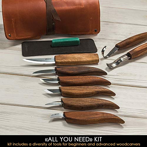 BeaverCraft Deluxe Wood Carving Kit S18X - Wood Carving Knife Set - Spoon Carving Tools Set - Whittling Knives Kit - Woodworking Kit Wood Carving BeaverCraft
