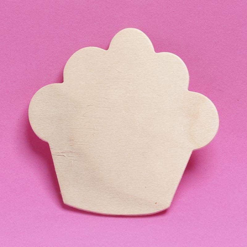 Pack of 24 Unfinished Wood Cupcake Cutouts by Factory Direct Craft - Blank Wooden DIY Muffin Treat Dessert Shapes for Scouts, Camps, Vacation Bible - WoodArtSupply