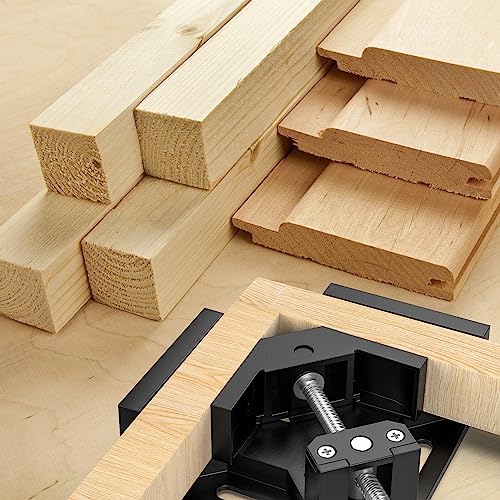 Housolution Right Angle Clamp, [2 PACK] Single Handle 90°Aluminum Alloy Corner Clamp, Right Angle Clip Clamp Tool Woodworking Photo Frame Vise Holder