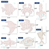 Unfinished Wood Cutouts Ocean Animals Wooden Paint Crafts Animal Wood Pieces, 16 Styles Sea Animal Life Cutouts, for Kid Home Decor Ornament DIY bunhum