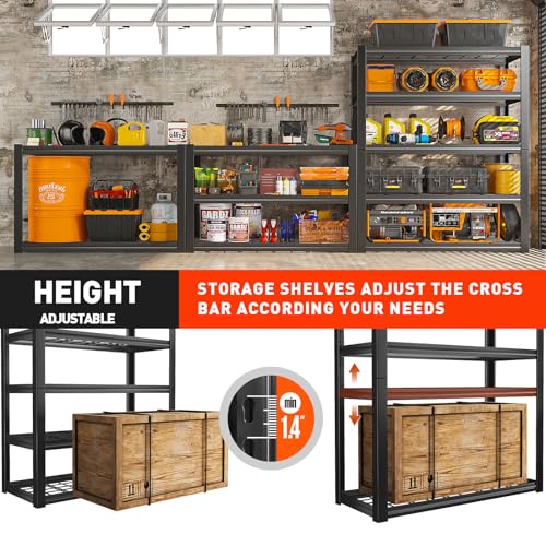 REIBII 40" W Garage Shelving 2000LBS Heavy Duty Storage Shelves 5 Tier Metal Shelves for Storage Rack Garage Shelf Shelving Units and Storage Shelves REIBII