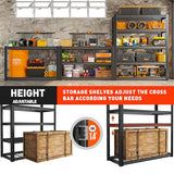 REIBII 40" W Garage Shelving 2000LBS Heavy Duty Storage Shelves 5 Tier Metal Shelves for Storage Rack Garage Shelf Shelving Units and Storage Shelves REIBII