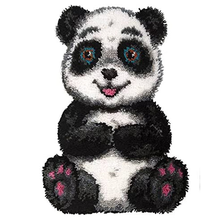 GemJelry DIY Latch Hook Kits for Adults Kids Panda Latch Hook Rug Cover Kits Hand Craft Embroidery Crochet Rugs with Preprinted Canvas Crochet Yarn GemJelry