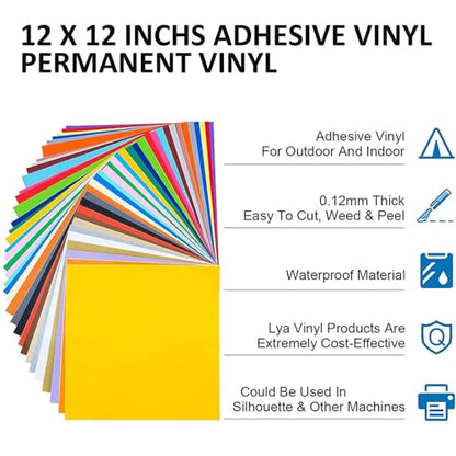 Lya Vinyl Permanent Vinyl - 40Pack (20 Glossy & 20 Matte) Outdoor Permanent Vinyl Sheets Bundle - Self Adhesive Vinyl for Party Decoration, Sticker, DIY Mug, Home Decal