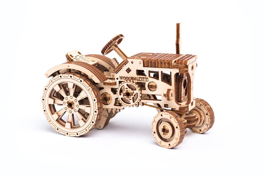 WOODEN.CITY 3D Wooden Tractor Puzzle - Model Tractor Kits Wooden 3D Puzzles for Adults - Tractor Wooden Craft Model Building Kits for Adults - 3D WOODEN.CITY
