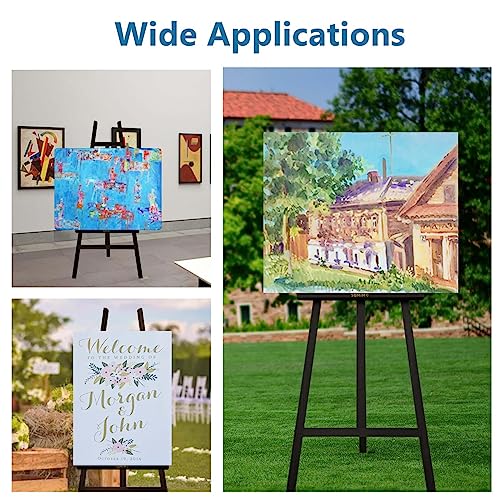 Somime A - Frame Wooden Display Easel - Adjustable Lyre Beechwood Studio Easel Stand Holding Canvas Up to 90", Inclinable Artist Floor Painting Easel Somime