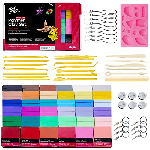 Mont Marte Polymer Clay Set Signature 75pc, Creative Clay Kit with Bakeable Polymer Clay, Tools and Accessories, Great Gift Set, Ideal for Craft, - WoodArtSupply