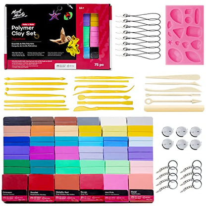 Mont Marte Polymer Clay Set Signature 75pc, Creative Clay Kit with Bakeable Polymer Clay, Tools and Accessories, Great Gift Set, Ideal for Craft, - WoodArtSupply