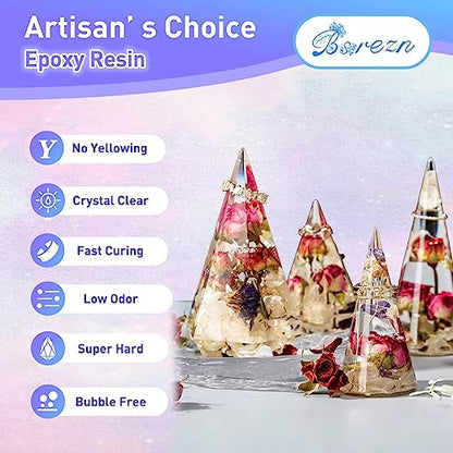 Bsrezn Epoxy Resin 48OZ Kit, Upgraded Crystal Clear Hard Casting Resin and Hardener Apoxy Resina Epoxica Transparent 2 Part Resin Art Supplies for Jewelry Making Mold Craft-Anti Yellowing 1:1