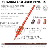 MARTCOLOR Skin Tone Colored Pencils for Portraits and Skintone Artists, 24 Colors Oil Color Pencils for Drawing, Sketching, Adult Coloring, Shading, MARTCOLOR