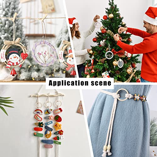 NBEADS 50 Pcs Natural Wood Rings, 2.9" Unfinished Wood Pieces Circle Ornaments Wood Linking Rings Blank Wooden Slices for Painting Christmas Home NBEADS