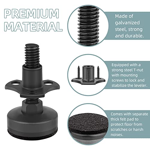 Heavy Duty Furniture Levelers, 4 Pack 3/8"-16 Threaded Leveling Feet Furniture Levelers Table Feet Adjustable Leg Levelers for Table/ LITLANDSTAR