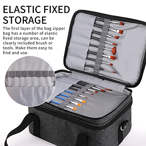 ALTLLEN Acrylic Paint Storage Case, Black, Unisex, Plastic and Leather, Ideal for Artists on-the-go - WoodArtSupply