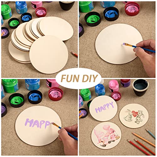 60 Pcs 6 Inch Wood Circles for Crafts Unfinished Wood Circles Wood Rounds Natural Round Wooden Disc Cutouts Blank Wood Circle Slices for DIY Crafts, AWIZOM