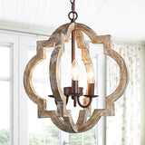 KSANA Farmhouse Orb Chandelier, Handmade Wood Light Fixture for Dining & Living Room, Foyer, Bedroom, Kitchen Island and Entryway KSANA