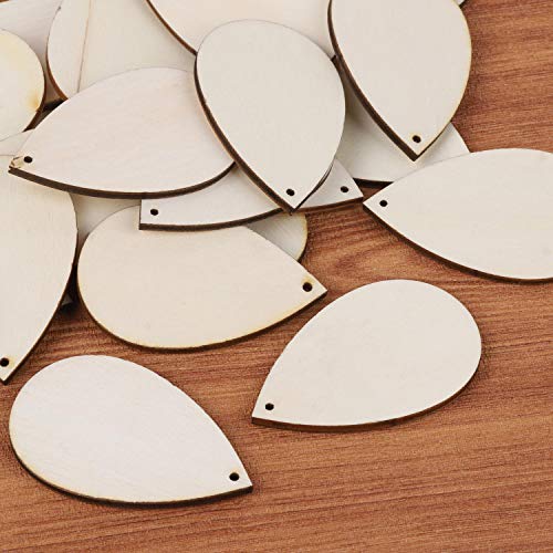 Ourart 70 Pieces Unfinished Wood Teardrop Earring Pendant for Jewelry Christmas Decoration and DIY Making, 1.4 x 2.2 inch - WoodArtSupply