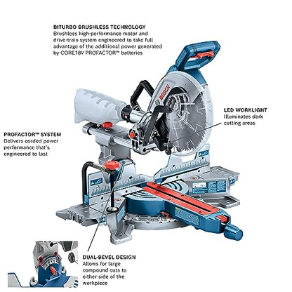 BOSCH GCM18V-10SDN PROFACTOR™ 18V 10 In. Dual-Bevel Slide Miter Saw (Bare Tool) - WoodArtSupply