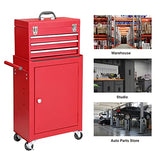 GSTANDARD APTB202R Torin Rolling Garage Workshop Tool Organizer: Detachable 3 Drawer Tool Chest with Large Storage Cabinet and Adjustable Shelf, Red Torin