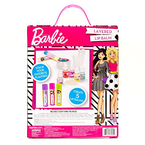 Horizon Group USA Barbie Make Your Own Layered Lip Balm Kit, DIY 5 Custom Lip balms by Mixing Flavors Like Vanilla, Strawberry, Watermelon & Tropical - WoodArtSupply