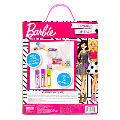 Horizon Group USA Barbie Make Your Own Layered Lip Balm Kit, DIY 5 Custom Lip balms by Mixing Flavors Like Vanilla, Strawberry, Watermelon & Tropical - WoodArtSupply