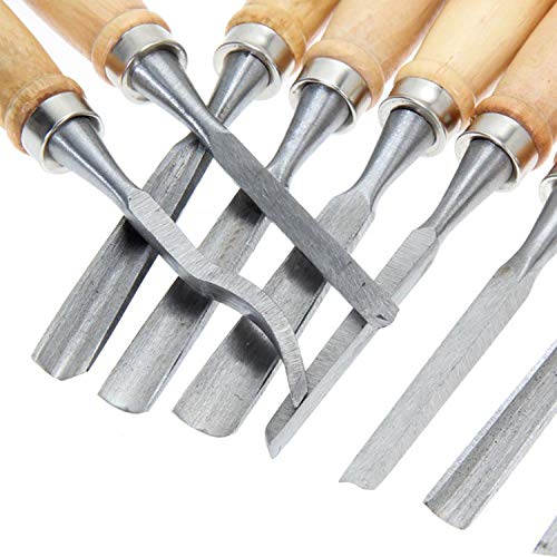 MYOYAY 12Pcs Wood Carving Tools Set Full Size Woodworking Chisels Wooden Knife Gouge Kits Carbon Steel Sculpting Chisel with Canvas Case for lehom MYOYAY