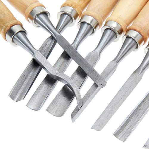 MYOYAY 12Pcs Wood Carving Tools Set Full Size Woodworking Chisels Wooden Knife Gouge Kits Carbon Steel Sculpting Chisel with Canvas Case for - WoodArtSupply