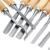 MYOYAY 12Pcs Wood Carving Tools Set Full Size Woodworking Chisels Wooden Knife Gouge Kits Carbon Steel Sculpting Chisel with Canvas Case for lehom MYOYAY
