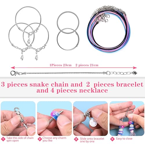 VICTLOV 126 Pieces Charm Bracelet Making Kit, DIY Craft for Girls, Unicorn/Mermaid Crafts Gifts Set for Arts and Crafts for Girls Teens Ages 8-12 VICTLOV