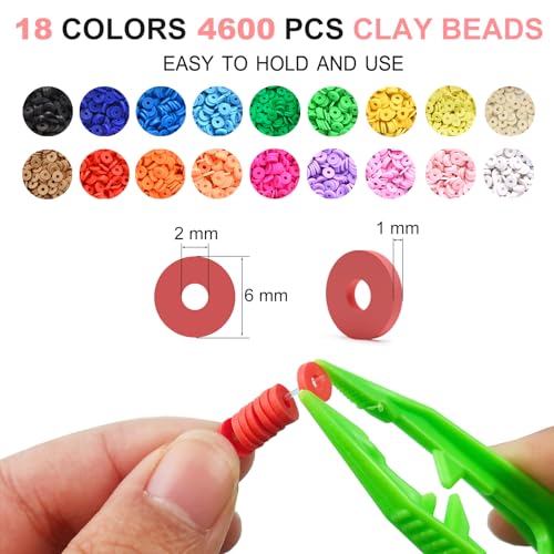 Redtwo 5100 Clay Beads Bracelet Making Kit, Flat Preppy Beads for Friendship Jewelry Making,Polymer Heishi Beads with Charms Gifts for Teen Girls Redtwo