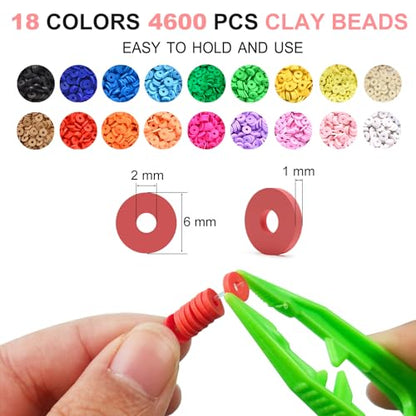 Redtwo 5100 Clay Beads Bracelet Making Kit, Flat Preppy Beads for Friendship Jewelry Making,Polymer Heishi Beads with Charms Gifts for Teen Girls