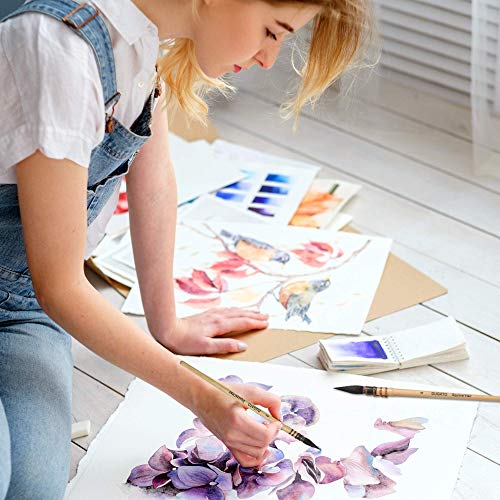 Professional Watercolor Squirrel Hair Paint Brushes by DUGATO, Mop Round Fine Tip Detail Paintbrush Set for Art Painting, Gouache, Fine Detailing, DUGATO