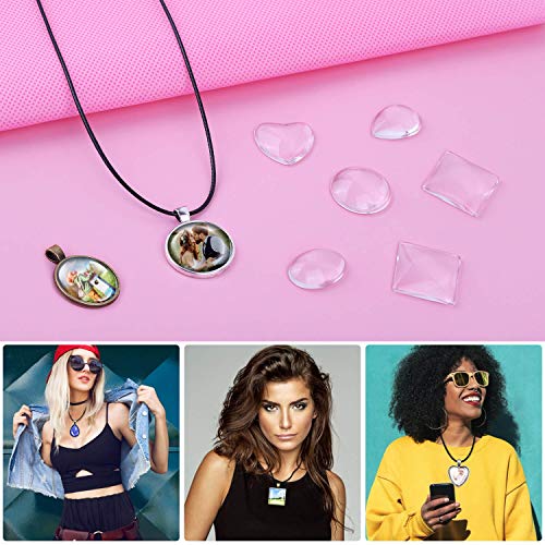 anezus Pendant Trays with Glass Cabochons for Jewelry Making, 90pcs Pendants Trays Set Including 30pcs Bezel Pendant Trays Blanks, 30pcs Glass anezus