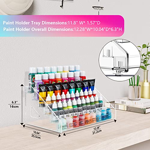 ARFETIGO 6 Layer Acrylic Paint Organizer&Paint Brush Holder Snap-on Design Easy Assembly Paint Storage Rack for Acrylic Craft Hobby Miniature Model ARFETIGO
