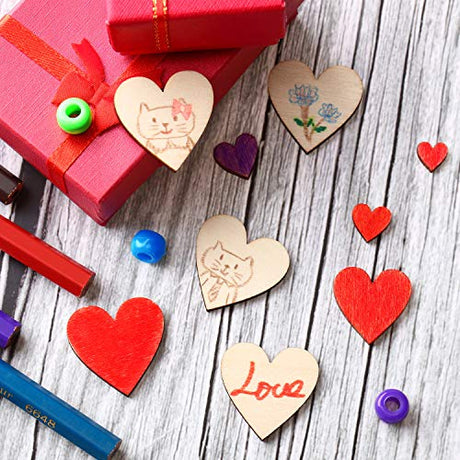 500 Pieces Wood Heart Cutouts Unfinished Wooden Heart Slices Blank Wood Heart Wood Slices Embellishments Ornaments for Christmas, Wedding, Valentine, Blulu