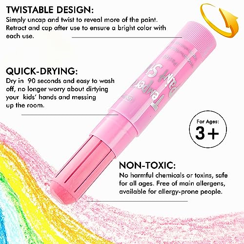 Shuttle Art Tempera Paint Sticks, 20 Pastel Colors, Solid Tempera Paint for Kids, Super Quick Drying, Works Great on Paper Wood Glass Ceramic Canvas Shuttle Art