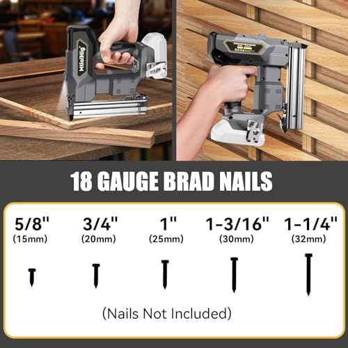 Cordless 18GA Brad Nailer for Dewalt 20V Max, 18 Gauge Nail Gun with 1000 Nials for Wood Carpentry, Brushless, 2 Mode, 5/8 to 1-1/4 Inch, Tool Only - WoodArtSupply