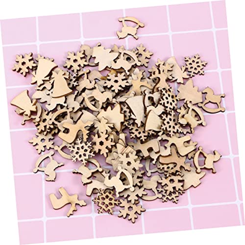 TEHAUX 100pcs Christmas Trees Xmas Tree DIY Crafts Wood Ornament House Decorations for Home Christmas Decor Unfinished Wooden Cutouts DIY Painting TEHAUX