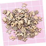 TEHAUX 100pcs Christmas Trees Xmas Tree DIY Crafts Wood Ornament House Decorations for Home Christmas Decor Unfinished Wooden Cutouts DIY Painting TEHAUX
