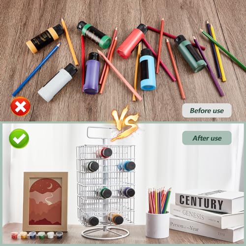 Yaocom 2 Pcs Spinning Paint Organizer Rack 360 Degree Rotating 6 Tier Paint Storage Tower Paint Holder Paint Storage Holder Stand Holds up to 48 (2 Yaocom