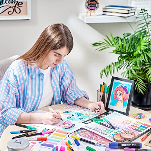 ARTEZA Permanent Markers, Set of 24, Fine Tip Pens, Retro Pop Colors, Waterproof Rock Painting, Art and Craft for Plastic, Stone, Glass, Wood, and ARTEZA