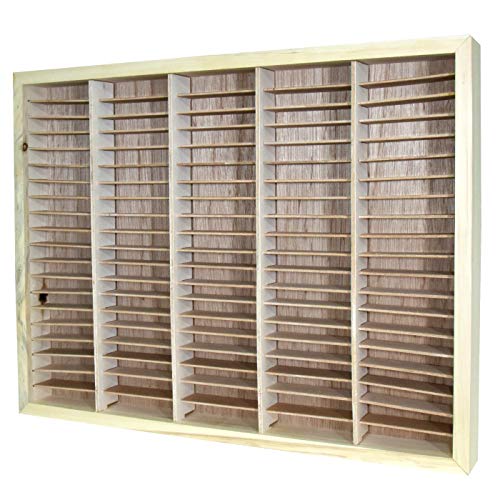 Kingdom LW100 5 x 20 100 Capacity Cassette Rack or Stamp Pad Rack Unfinished Wood for Easy Sorting and Organizing of Cassette Tapes, Stamp Pads, Kingdom