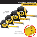 Titan 10902 4-Piece Tape Measure Set (12', 16', 25' and 33') Titan